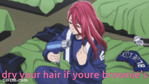 Girl With Long Red Hair Blow Drying GIF