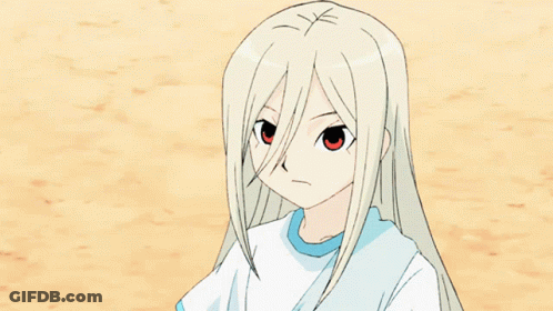 Girl With Long White Hair And Blue Shirt GIF