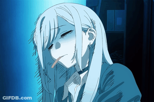 Girl With Long White Hair And Choker GIF