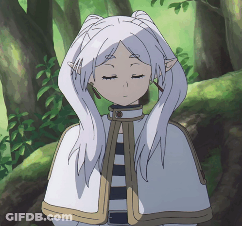 Girl With Long White Hair And Ears GIF