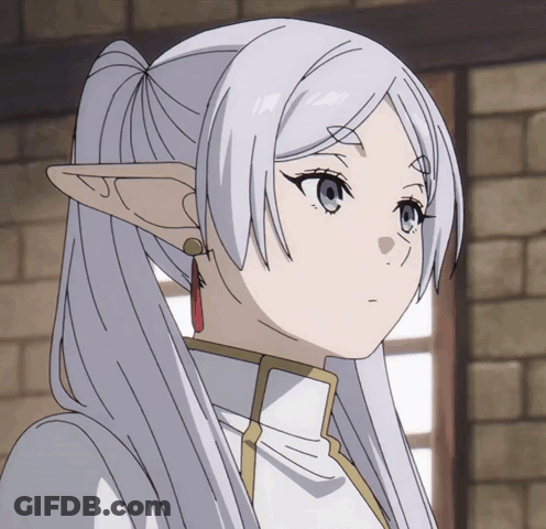 Girl With Long White Hair And Ears GIF