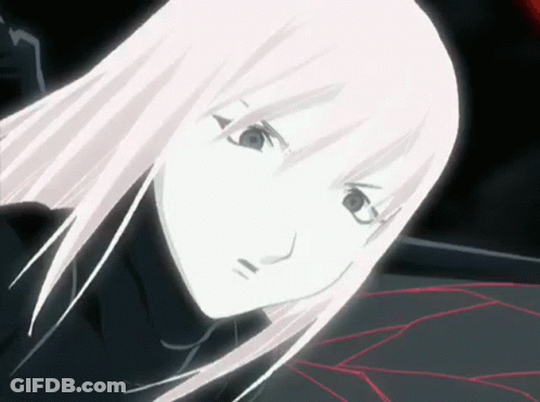 Girl With Long White Hair Looking At Camera Seriously GIF