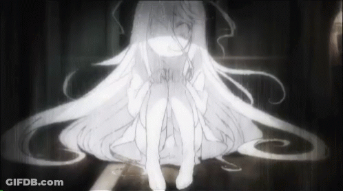 Girl With Long White Hair Sitting On Ground GIF