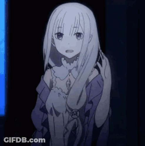 Girl With Long White Hair Standing In Dark GIF