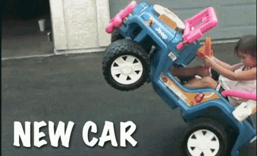 Girl With New Toy Car GIF