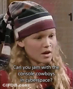Girl With Nose Ring And Beanie Talking About Cowboys In Cyberspace GIF