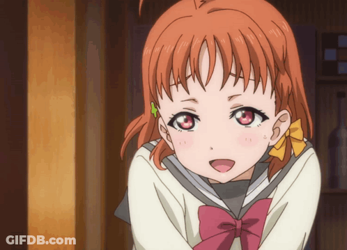 Girl With Orange Hair And Red Eyes In Pink Bow GIF