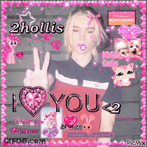 Girl With Pacifier Giving Peace Sign Saying I Love You < 2 GIF