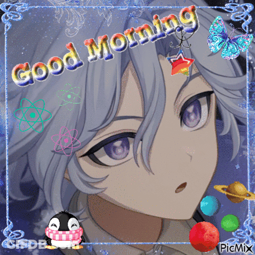 Girl With Penguin Saying Good Morning GIF