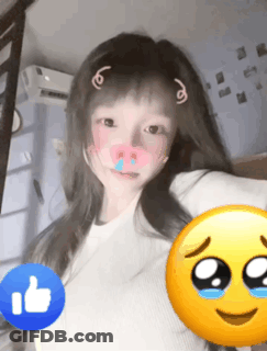 Girl With Pig Nose And Smiley Face Behind Her GIF