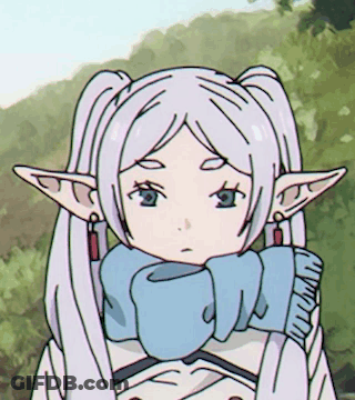 Girl With Pigtails And Elf Ears In Blue Scarf GIF
