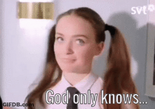 Girl With Pigtails And Tie Saying God Only Knows GIF