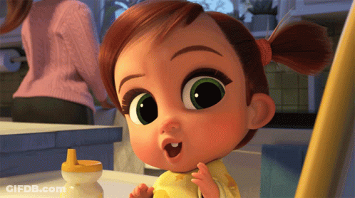 Girl With Pigtails Holding Yellow Bottle GIF