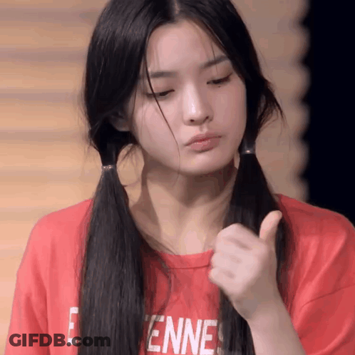 Girl With Pigtails In Red T-Shirt Saying Enne GIF