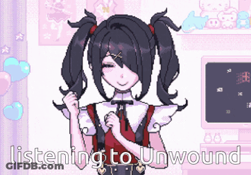 Girl With Pigtails Listening To Unwound GIF