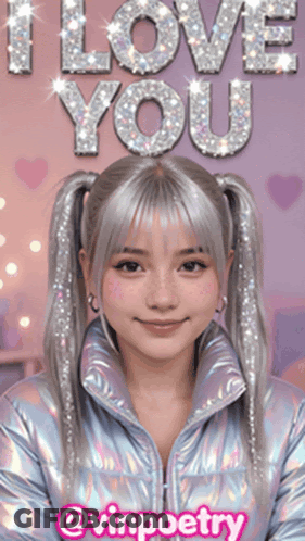 Girl With Pigtails Saying I Love You GIF