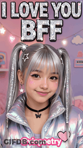 Girl With Pigtails Saying I Love You BFF GIF