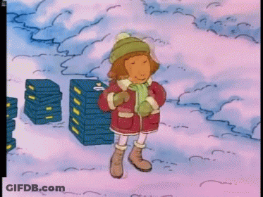 Girl With Pile Of Blue Boxes GIF