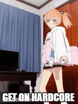 Girl With Pink Bag Saying Get On Hardcore GIF