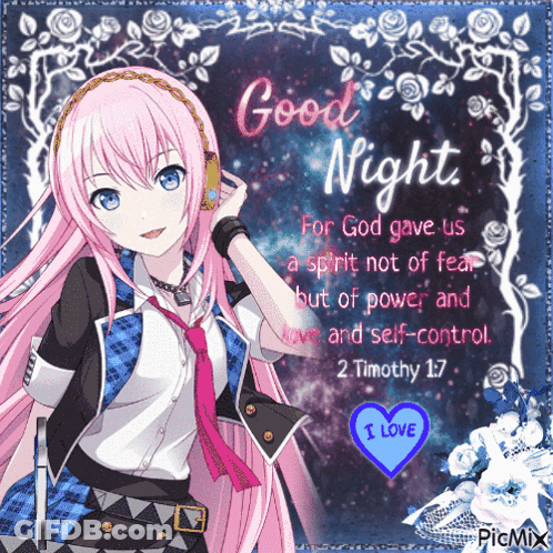 Girl With Pink Hair And 2 Timothy 1:17 Quote GIF