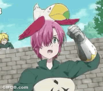 Girl With Pink Hair And Bird On Head GIF