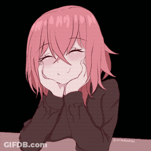 Girl With Pink Hair And Black Sweater GIF