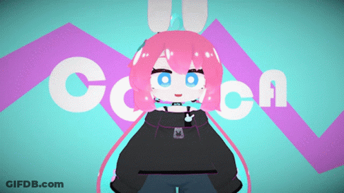 Girl With Pink Hair And Blue Eyes Saying Cocon GIF