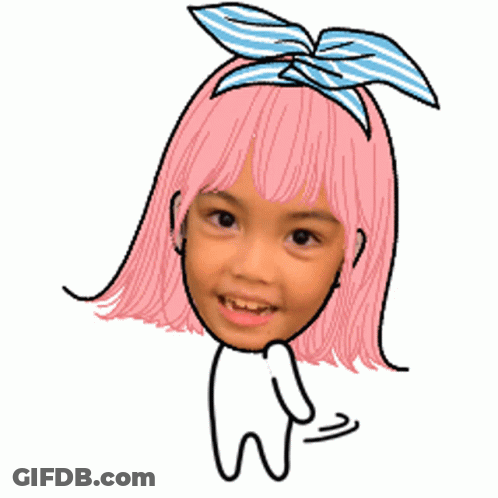 Girl With Pink Hair And Blue White Striped Headband GIF