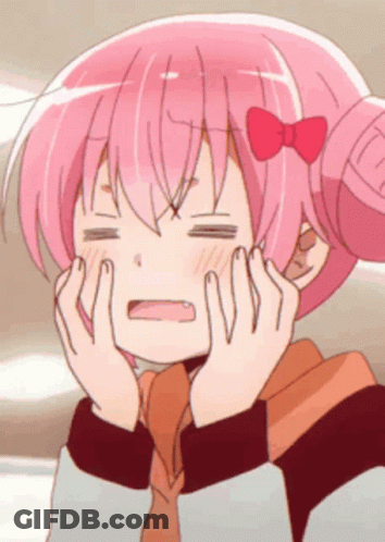 Girl With Pink Hair And Bow Making A Face GIF