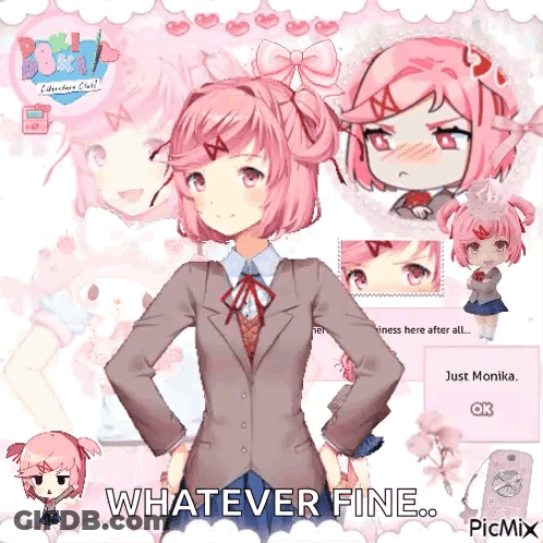 Girl With Pink Hair And Bow GIF