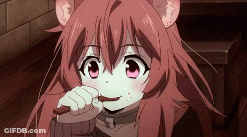 Girl With Pink Hair And Cat Ears Eating GIF