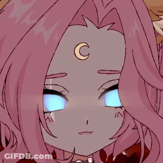 Girl With Pink Hair And Crescent Moon GIF