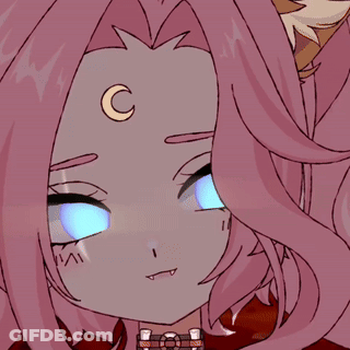 Girl With Pink Hair And Crescent Moon On Forehead GIF