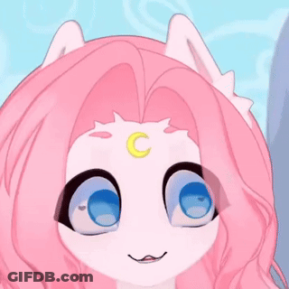 Girl With Pink Hair And Crescent Moon On Forehead GIF