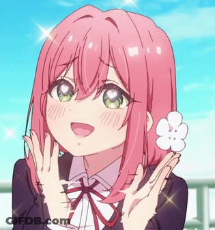 Girl With Pink Hair And Flower Making Peace Sign GIF