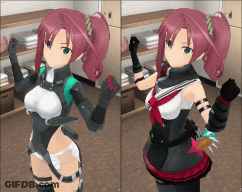 Girl With Pink Hair And Gloves GIF