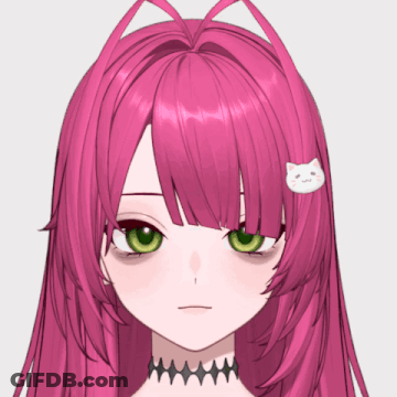 Girl With Pink Hair And Green Eyes And White Cat Clip GIF