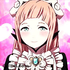 Girl With Pink Hair And Green Eyes In Maid Costume GIF