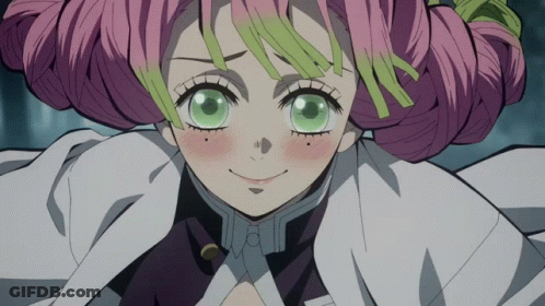 Girl With Pink Hair And Green Eyes Smiling GIF