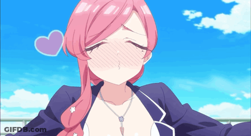 Girl With Pink Hair And Heart Above GIF