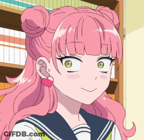 Girl With Pink Hair And Heart Earring GIF