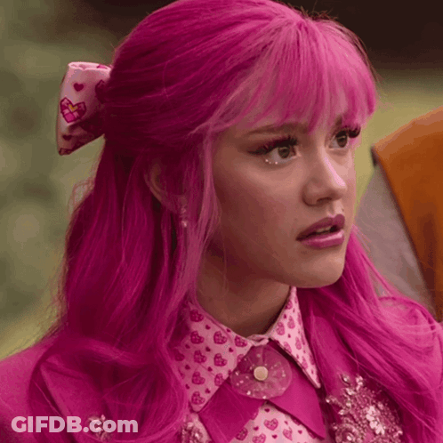 Girl With Pink Hair And Heart Shirt GIF