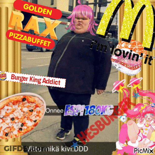 Girl With Pink Hair And McDonald's Logo GIF