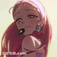 Girl With Pink Hair And Microphone In Mouth GIF