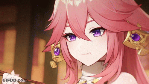 Girl With Pink Hair And Purple Eyes Using Chopsticks GIF