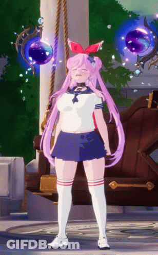 Girl With Pink Hair And Purple Sphere GIF