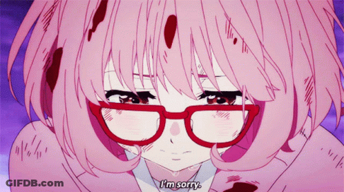 Girl With Pink Hair And Red Glasses Saying Sorry GIF