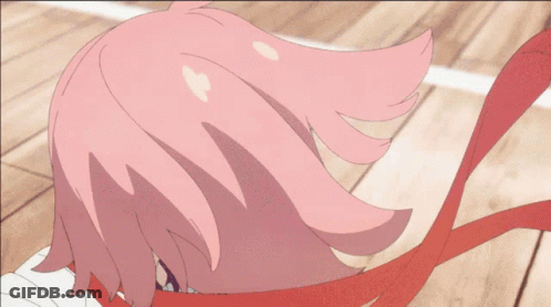 Girl With Pink Hair And Red Ribbon GIF