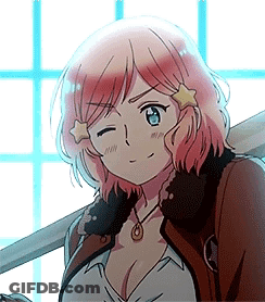 Girl With Pink Hair And Star Smiling GIF