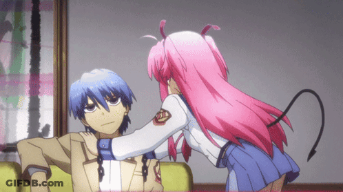 Girl With Pink Hair And Tail GIF